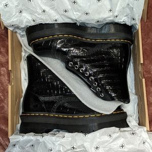 SINCLAIR PATENT CROCODILE PLATFORM BOOTS